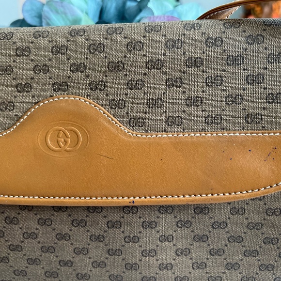 GUCCI Vintage Crossbody Coated Canvas Leather Tan Brown + unbranded dust bag - Picture 6 of 12